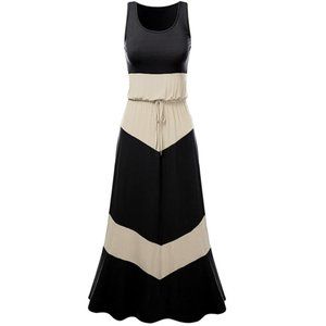 Women's Round Neck Casual Soft Stretch Long Dress